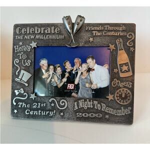 Vintage Picture Frame 2000 Millennium Frame, New Years, 3.5"x5"  Pewter